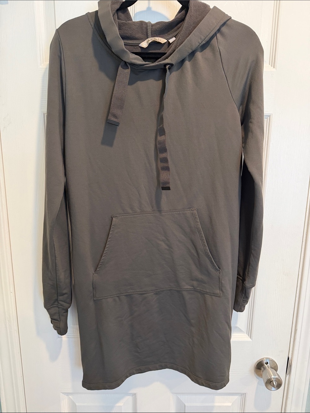 Athleta Olive Gray Hooded Sweatshirt Dress